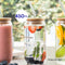 Malmoo Drinkglazen - Set van 4 - 450mL - Inclusief bamboe deksels en herbruikbare rietjes (4 stuks)