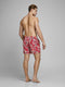 JACK&JONES JJIARUBA JJSWIMSHORTS AKM TROPIC STS - Heren Zwembroek - Roze met bloemenprint - Chili