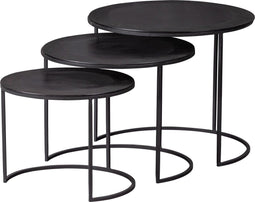 WOOOD Janna Bijzettafels - Metaal - Donker Bruin - Set van 3