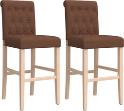 vidaXL - Barstoelen - 2 - st - massief - rubberhout - en - stof