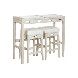 Tafel met stoelen Home ESPRIT Wit Natuurlijk 112 x 40 x 96 cm