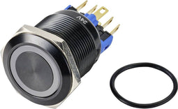 TRU COMPONENTS TC-9428220 GQ22-11ZE/B/12V/A Druktoets 250 V/AC 3 A 1x uit/aan Continu Blauw IP65 1 stuk(s)