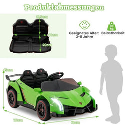 Coast Lamborghini Kinderauto Groen – Elektrisch 12V met Afstandsbediening en LED-Verlichting – 111 x