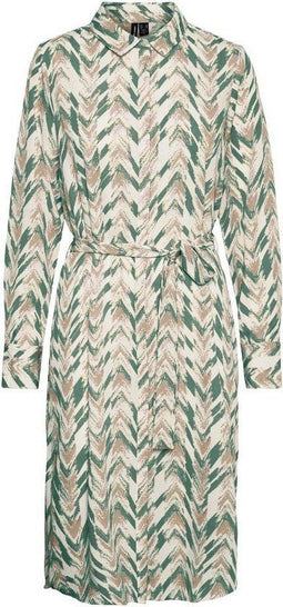VERO MODA VMKATHRINE - Jurk - Halflang met verborgen knoopsluiting en wikkelkoord - Zwart - Maat S
