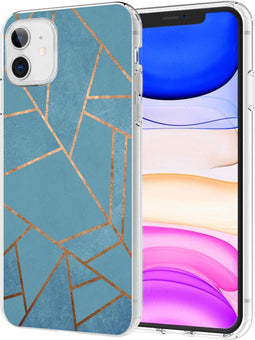 iPhone 11 Hoesje Siliconen - iMoshion Design hoesje - Blauw / Meerkleurig / Goud / Blue Graphic