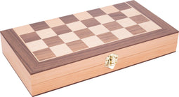 Schaakspel Beukenhout met Walnoot Fineer – Opklapbaar Houten Schaakbord 30x30 cm – Luxe Ingelegd Spe