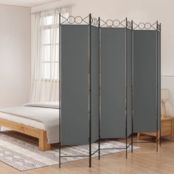 vidaXL - Kamerscherm - met - 6 - panelen - 240x200 - cm - stof - antracietkleurig