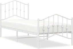 vidaXL - Bedframe - met - hoofd- - en - voeteneinde metaal - wit - 90x190 - cm