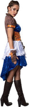 Dressforfun Steampunk Avonturierster M - Verkleedkostuum - Corsage met vetersluiting - Kleurige jurk