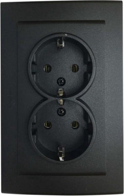 OVIVO - Wandcontactdoos - Dubbel Stopcontact - Mat Zwart
