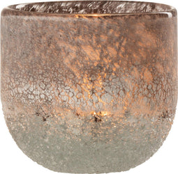 J-Line theelichthouder Scavo - glas - grijs - small