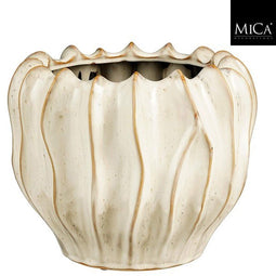 Mica Decorations Bloempot Thom - 31x31x24.5 cm - Keramiek - Gebroken Wit
