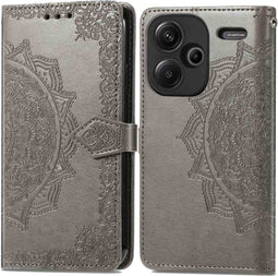 imoshion Hoesje Geschikt voor Xiaomi Redmi Note 13 Pro Plus (5G) Hoesje Met Pasjeshouder - imoshion Mandala Bookcase - Grijs