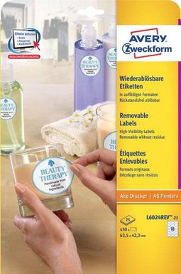 Avery Zweckform - Productetiketten - Afneembaar - Wit 63,5 x 42,3 mm (450 etiketten)