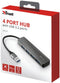 Trust Halyx - Aluminium 4-Port USB 3.2 Hub - 4x USB-A 5 Gbps - Grijs