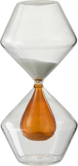 J-line zandloper dubbel glas | Oker / oranje | 8,5 x 8,5 x 17,5 cm