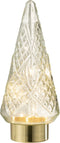 J-Line decoratie Kerstboom - glas - transparant - medium - LED lichtjes