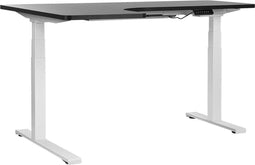 DESTIN - Verstelbaar bureau - Zwart/Wit - Links - 160 cm - Spaanplaat