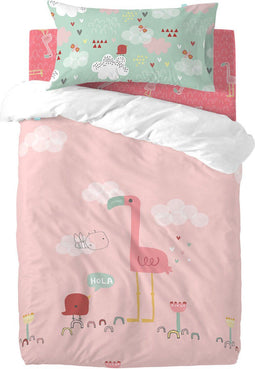 Dekbedovertrek set HappyFriday Moshi Moshi Hola Multicolour Wieg voor baby's 2 Onderdelen