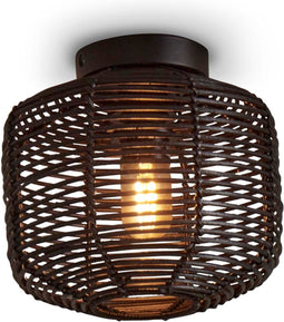 GOOD&MOJO Plafonniere Tanami - Rotan Zwart - Ø25cm - Modern