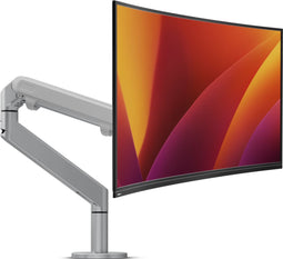 Alberenz® Single Monitorarm Zilver - Monitorbeugel - Zilver met Gasveer - Monitor Beugel - Monitor Arm - Ultrawide monitorarm - Makkelijk Verstelbaar