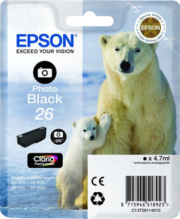 Epson 26 (T2611) - Inktcartridge - Origineel - Zwart (47 ml)
