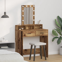 vidaXL - Kaptafel - met - LED - Verlichting - - - Vintage - Houtlook, - 79x41x140 - cm