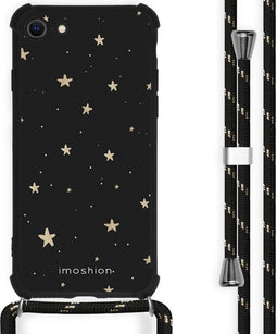 iMoshion Hoesje Geschikt voor iPhone SE (2022) / SE (2020) / 8 / 7 Hoesje Met Koord - iMoshion Design Hoesje met Koord - Goud / Zwart / Stars Gold