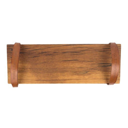The.Board Small | Houten Serveerplank | Wagonhout | Lederen hengsel | Handgemaakt | Met lijnolie bewerkt