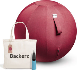 Backerz Zitbal 65 CM - Luxe Yoga Bal - Ergonomische Bureaustoel Bal - Linnen Rood