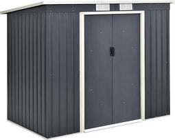 Juskys Metalen tuinhuis M - 213 × 130 × 173 cm - Dubbele schuifdeur - Antraciet
