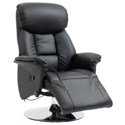 HOMCOM Relaxfauteuil - Ligfunctie 360° Draaibaar - Zwart - 78 x 80 cm