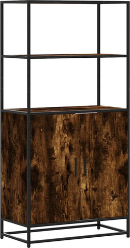 vidaXL - Hoge - kast - 68x35x139cm - bewerkt - hout - en - metaal - gerookt - eikenkleur