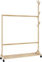 vidaXL - Kledingrek - met - haken - en - wielen - 100x35x157 - cm - bamboe