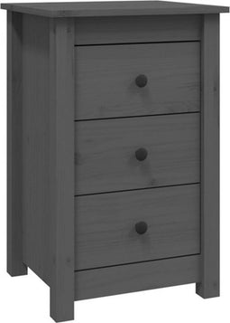 vidaXL - Nachtkastje - 40x35x61,5 - cm - massief - grenenhout - grijs