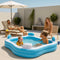 Creative Kids - Vierkant Opblaasbaar Familiezwembad - 4 Loungestoelen - 183 x 183 x 51 cm - Blauw
