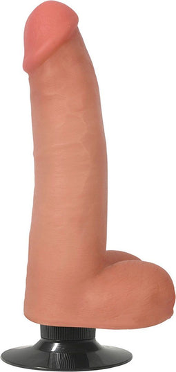 8 Inch Vibrating Dong with Balls - Beige