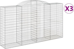 vidaXL - Schanskorven - 3 - st - gewelfd - 300x50x160/180 - cm - ijzer