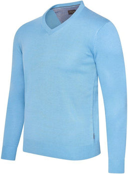Cappuccino Italia Salerno Pullover - Heren Trui - Katoen/Acryl - Blauw - Maat XL