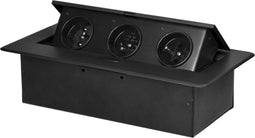 ORNO Penaarde - Inbouw stekkerdoos - 3 stopcontacten - RVS afwerking - Zwart - max. 3680 Watt