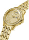 GW0254L2 horloge dames staal goldplated met idem band en zirconia