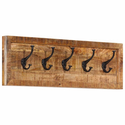 vidaXL - Wandkapstok - met - 5 - haken - massief - mangohout
