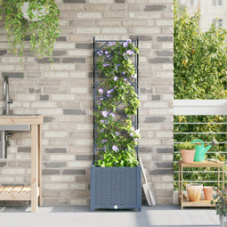 vidaXL - Tuinbak - met - Trellis - Lichtgrijs - 40x40x143 - cm