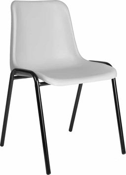 Kantinestoelen Rome kunststof stapelbaar zwart frame zwarte kuip