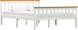 vidaXL - Bedframe - massief - grenenhout - wit - 140x200 - cm