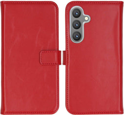 Selencia Samsung Galaxy S24 Plus - Echt Lederen Bookcase - 3 Pashouders - Rood