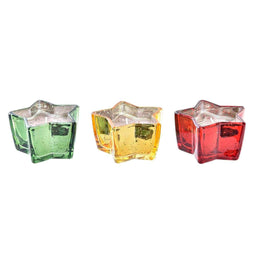 Kaars DKD Home Decor Geel Rood Groen Ster Kerstmis 10 x 10 x 5,5 cm (3 Stuks)