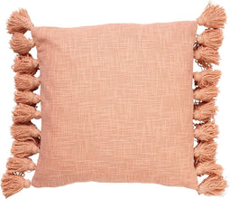 Dutch Decor RUBY - Kussenhoes katoen 45x45 cm - Dusty Pink - roze - met flosjes - met rits