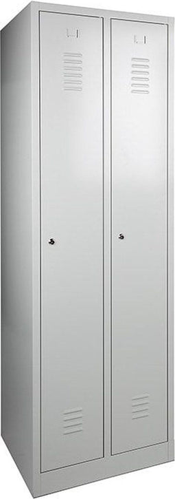 Industriële locker garderobekast 2- delig deur grijs op de sokkel en opening voor hangoogsluiting (zonder hangslot geleverd)