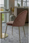 House Nordic Geneve Eetkamerstoel Velvet - Roze Messing - Set van 2